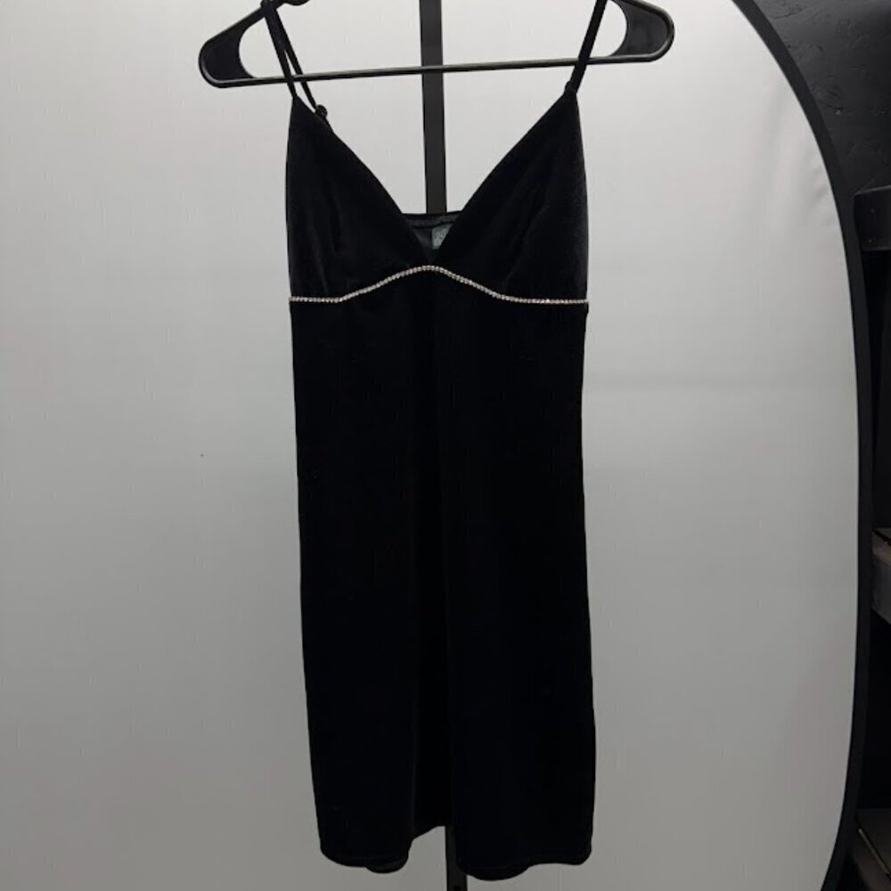 Wild Fable Black Velvet Rhinestone Mini Dress